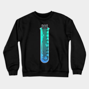 Space Cat - Alien in Test Tube Blue Green Crewneck Sweatshirt